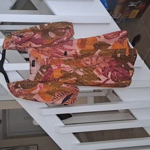 Kourt Tropical animal and birds print short dress baloon sleeves pockets zipper